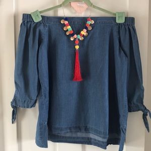 Off the shoulder denim top